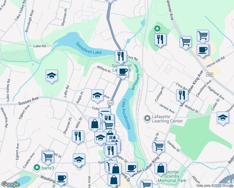 map of restaurants, bars, coffee shops, grocery stores, and more near 263 Speedwell Avenue in Morristown