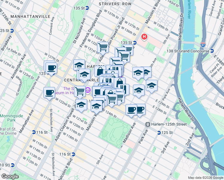 map of restaurants, bars, coffee shops, grocery stores, and more near in New York