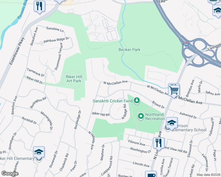 map of restaurants, bars, coffee shops, grocery stores, and more near 8 Kinkead Drive in Livingston