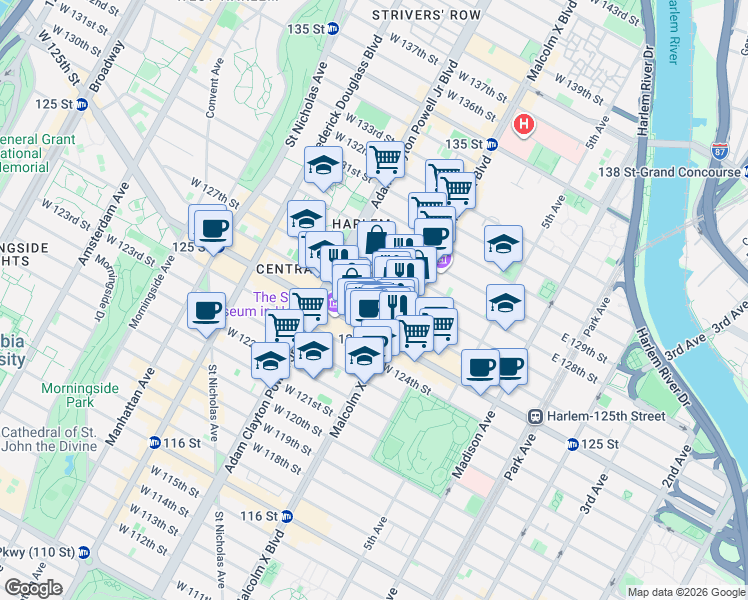 map of restaurants, bars, coffee shops, grocery stores, and more near in New York