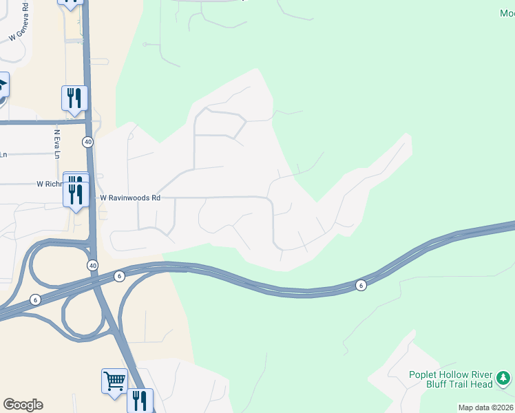 map of restaurants, bars, coffee shops, grocery stores, and more near 709 North Townes Court in Peoria