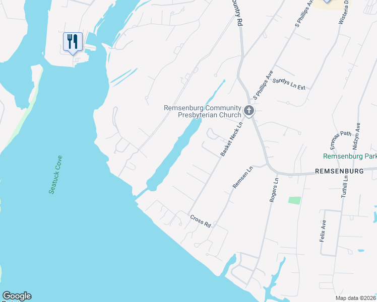 map of restaurants, bars, coffee shops, grocery stores, and more near 5 Nickerson Lane in Remsenburg-Speonk