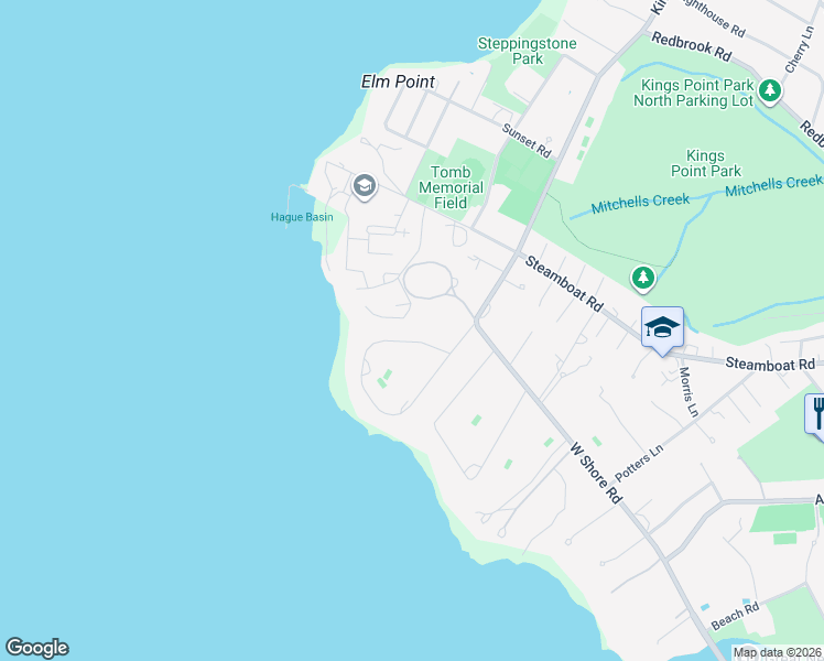 map of restaurants, bars, coffee shops, grocery stores, and more near 8 Sinclair Drive in Kings Point