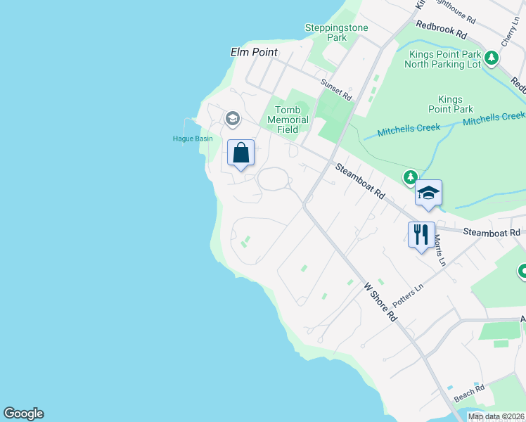 map of restaurants, bars, coffee shops, grocery stores, and more near 8 Sinclair Drive in Kings Point