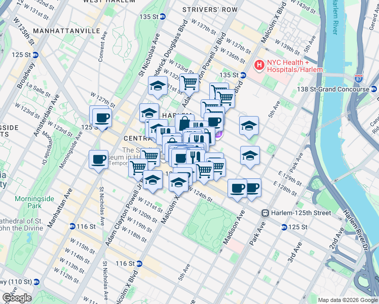 map of restaurants, bars, coffee shops, grocery stores, and more near in New York