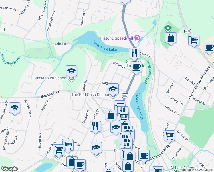 map of restaurants, bars, coffee shops, grocery stores, and more near 21 Ralph Place in Morristown