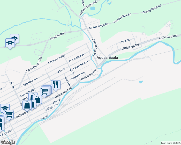 map of restaurants, bars, coffee shops, grocery stores, and more near 911 Delaware Avenue in Palmerton