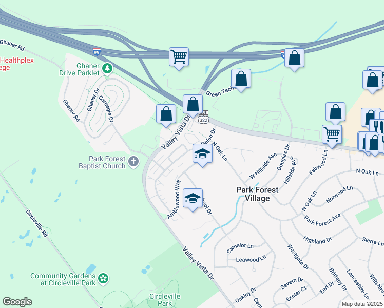 map of restaurants, bars, coffee shops, grocery stores, and more near 466 Amblewood Way in State College