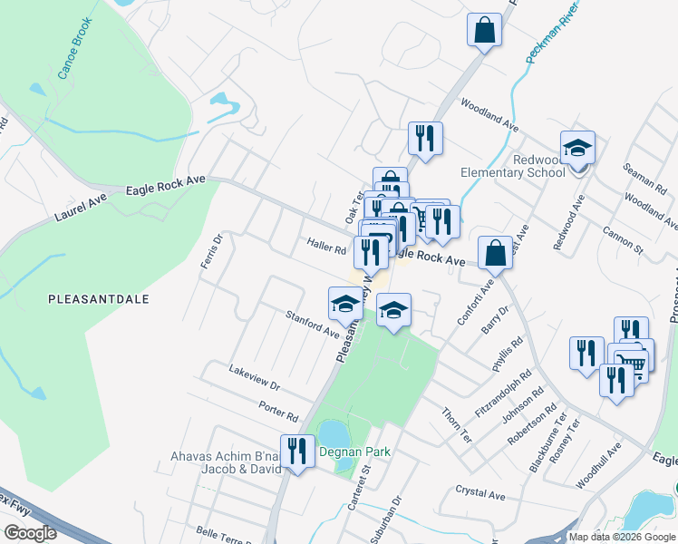 map of restaurants, bars, coffee shops, grocery stores, and more near 13 Greenwood Avenue in West Orange
