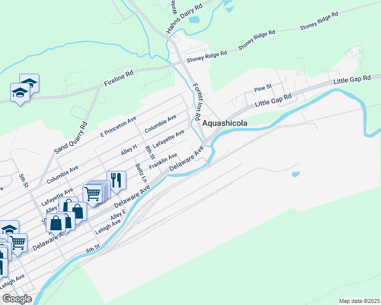 map of restaurants, bars, coffee shops, grocery stores, and more near 911 Delaware Avenue in Palmerton