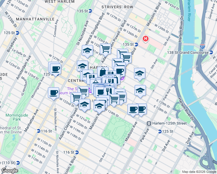 map of restaurants, bars, coffee shops, grocery stores, and more near in New York