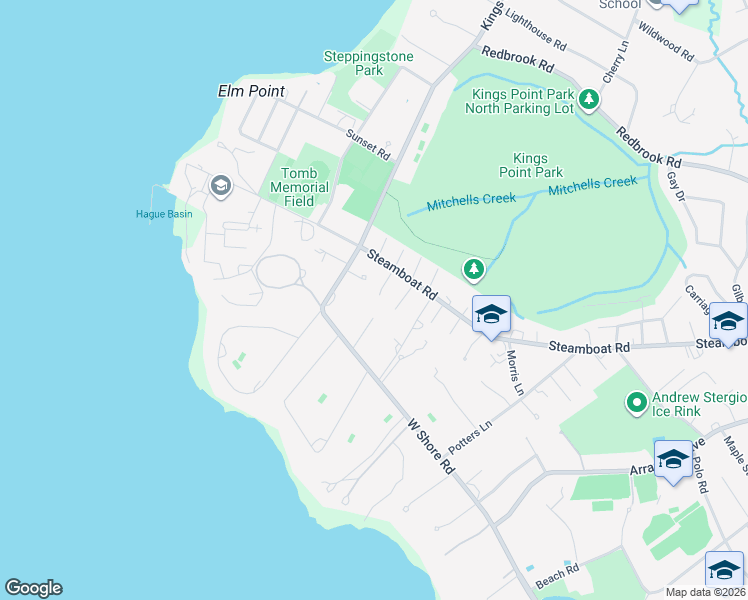 map of restaurants, bars, coffee shops, grocery stores, and more near 203A West Shore Road in Great Neck