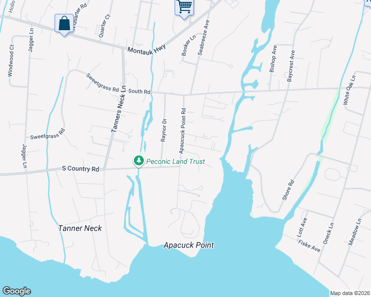 map of restaurants, bars, coffee shops, grocery stores, and more near 35 Apaucuck Point Road in Westhampton