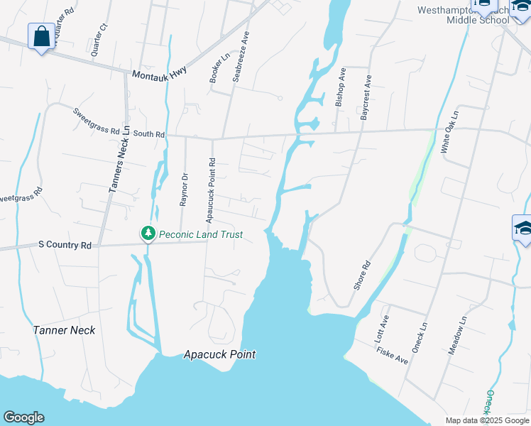 map of restaurants, bars, coffee shops, grocery stores, and more near 32D Honeysuckle Lane in Westhampton