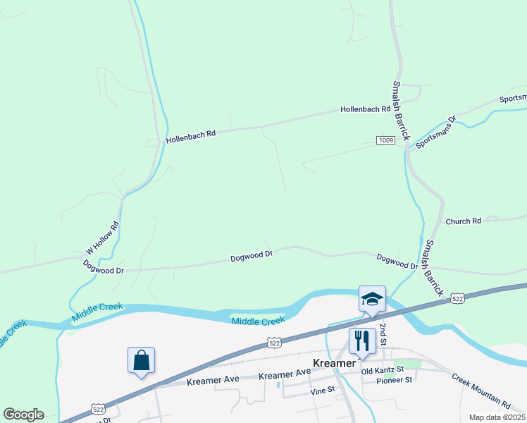 map of restaurants, bars, coffee shops, grocery stores, and more near in Beaver Springs