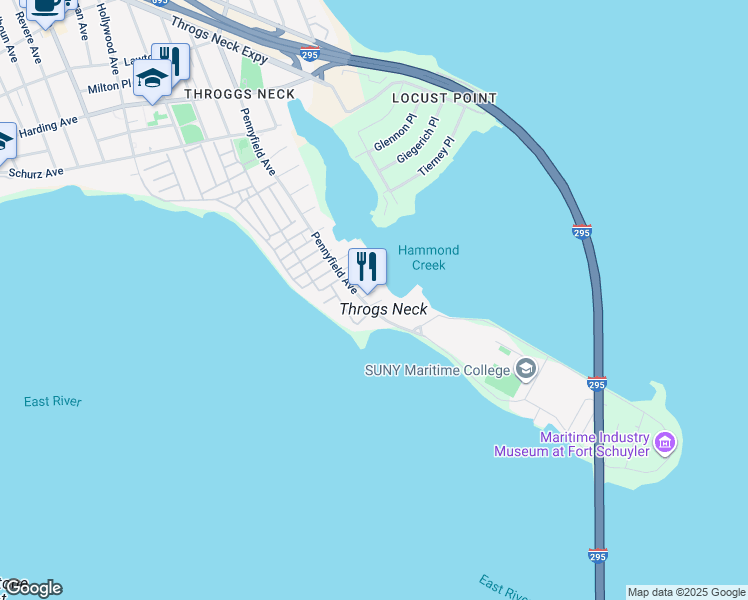 map of restaurants, bars, coffee shops, grocery stores, and more near 3092 Bevy Place in Bronx