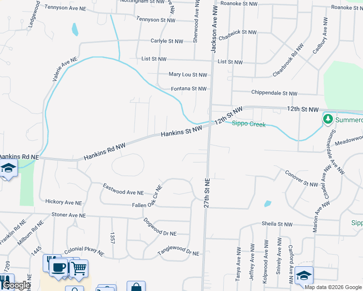 map of restaurants, bars, coffee shops, grocery stores, and more near 1119 Jackson Avenue Northwest in Massillon