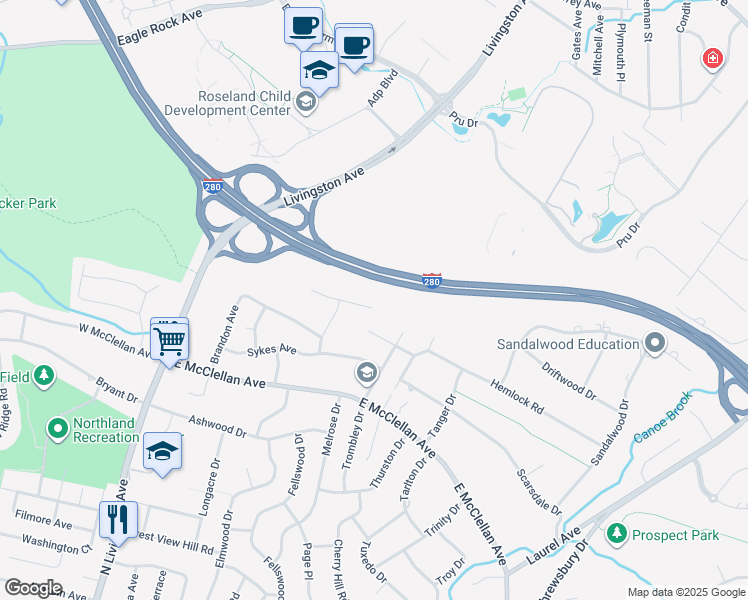 map of restaurants, bars, coffee shops, grocery stores, and more near 87 Palmer Drive in Livingston