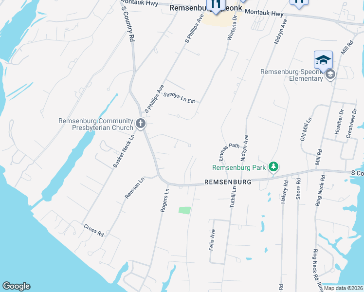 map of restaurants, bars, coffee shops, grocery stores, and more near 24 Pheasant Lane East in Bellport