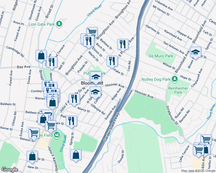 map of restaurants, bars, coffee shops, grocery stores, and more near 196 County Route 651 in Bloomfield