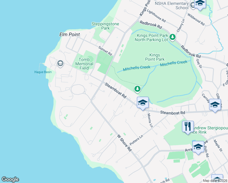 map of restaurants, bars, coffee shops, grocery stores, and more near 11 Kings Place in Great Neck