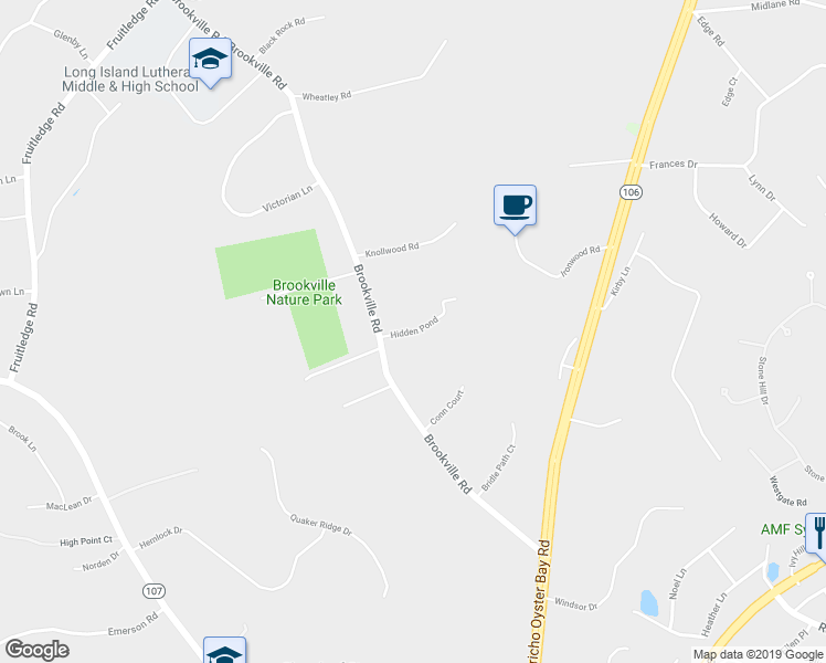 map of restaurants, bars, coffee shops, grocery stores, and more near 1 Hidden Pond in Glen Head