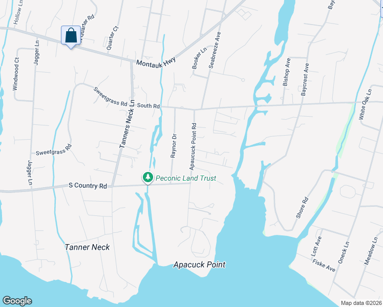 map of restaurants, bars, coffee shops, grocery stores, and more near 35 Apaucuck Point Road in Westhampton