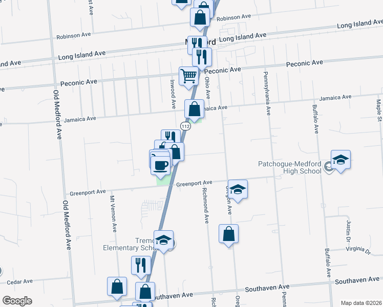 map of restaurants, bars, coffee shops, grocery stores, and more near 15 Private Road in Medford
