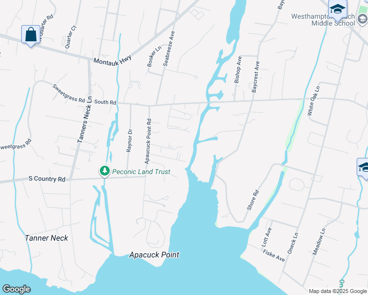 map of restaurants, bars, coffee shops, grocery stores, and more near 32D Honeysuckle Lane in Westhampton