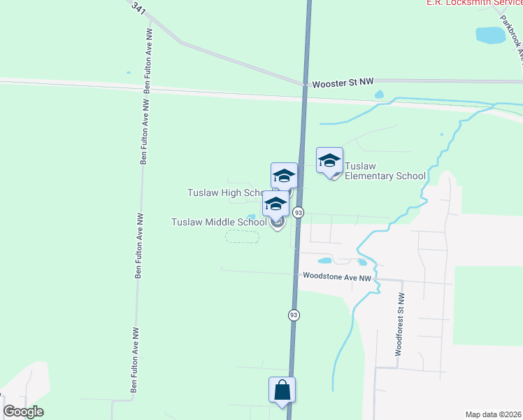 map of restaurants, bars, coffee shops, grocery stores, and more near 1723 Manchester Avenue Northwest in Massillon