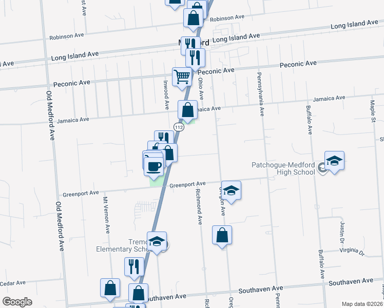 map of restaurants, bars, coffee shops, grocery stores, and more near 15 Private Road in Medford