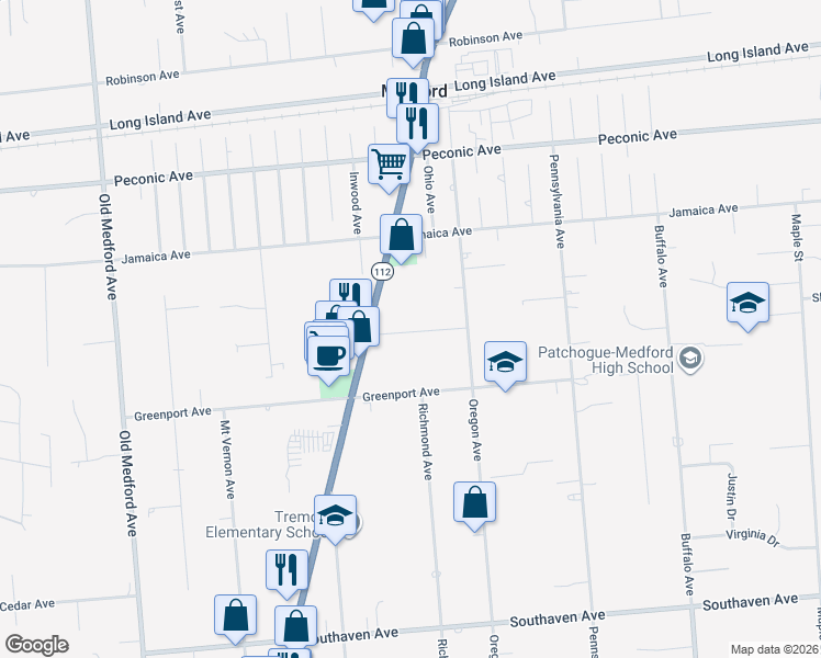 map of restaurants, bars, coffee shops, grocery stores, and more near 15 Private Road in Medford