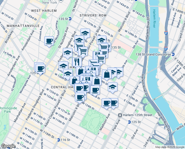 map of restaurants, bars, coffee shops, grocery stores, and more near in New York