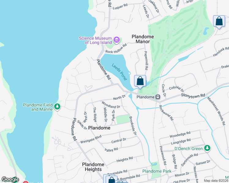map of restaurants, bars, coffee shops, grocery stores, and more near 1332 Plandome Road in Manhasset