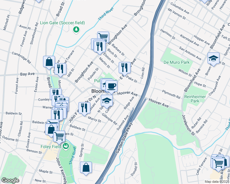 map of restaurants, bars, coffee shops, grocery stores, and more near 196 County Route 651 in Bloomfield