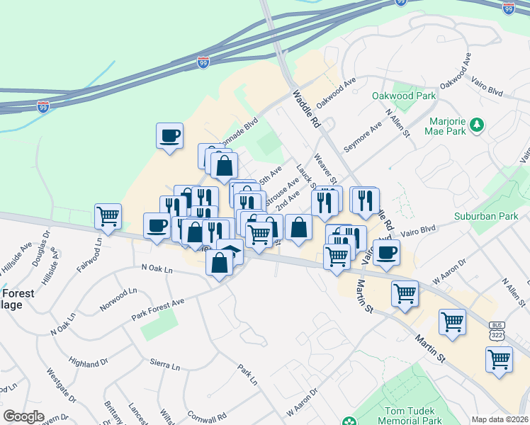 map of restaurants, bars, coffee shops, grocery stores, and more near 370 Strouse Avenue in State College