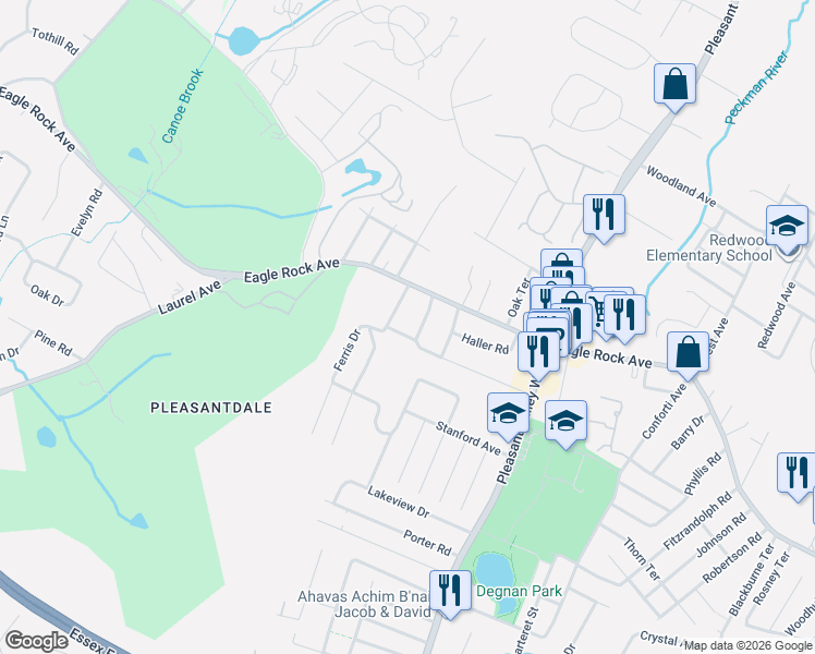 map of restaurants, bars, coffee shops, grocery stores, and more near 64 Greenwood Avenue in West Orange