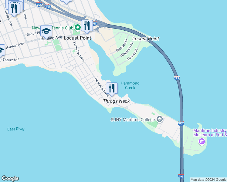 map of restaurants, bars, coffee shops, grocery stores, and more near 3092 Bevy Place in Bronx