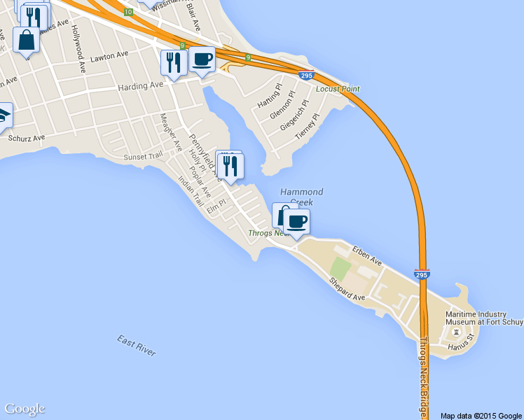 map of restaurants, bars, coffee shops, grocery stores, and more near 3092 Bevy Place in Bronx