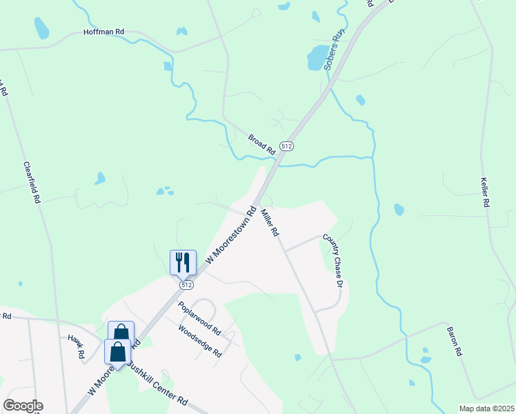 map of restaurants, bars, coffee shops, grocery stores, and more near 101 West Moorestown Road in Wind Gap