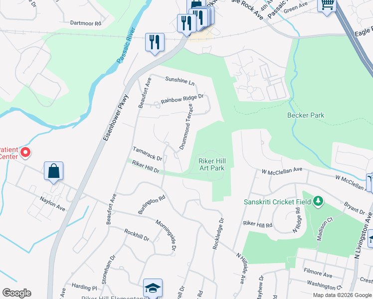 map of restaurants, bars, coffee shops, grocery stores, and more near 4 Drummond Terrace in Livingston