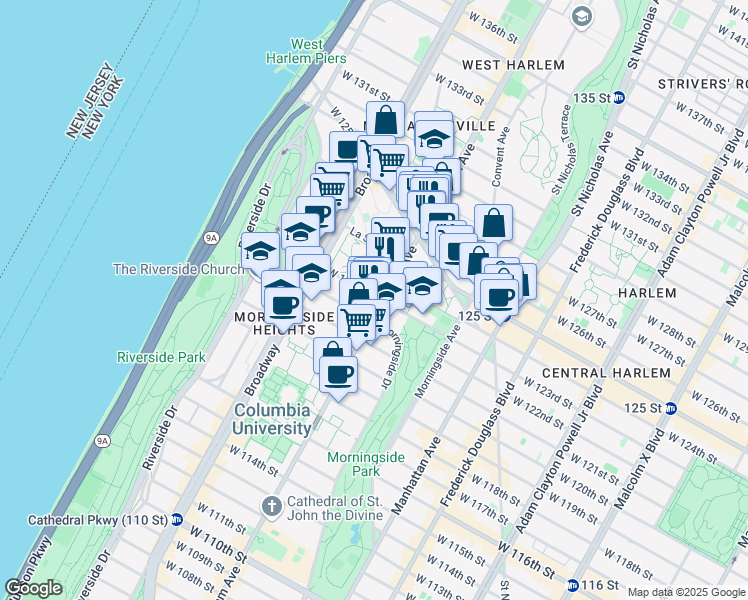 map of restaurants, bars, coffee shops, grocery stores, and more near in New York