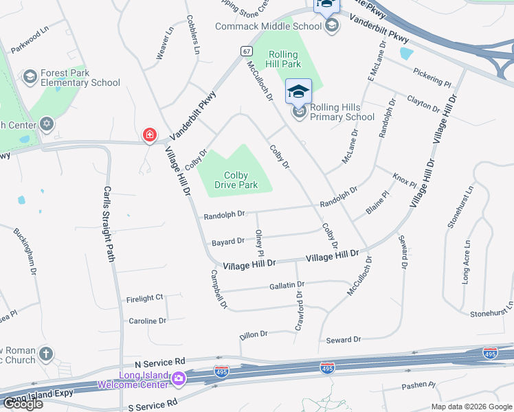 map of restaurants, bars, coffee shops, grocery stores, and more near 25 Randolph Drive in Dix Hills