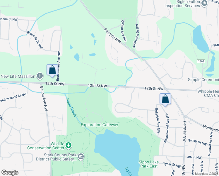 map of restaurants, bars, coffee shops, grocery stores, and more near 5606 12th Street Northwest in Canton