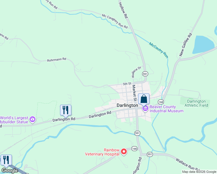 map of restaurants, bars, coffee shops, grocery stores, and more near 171 Rohrmann Road in Darlington