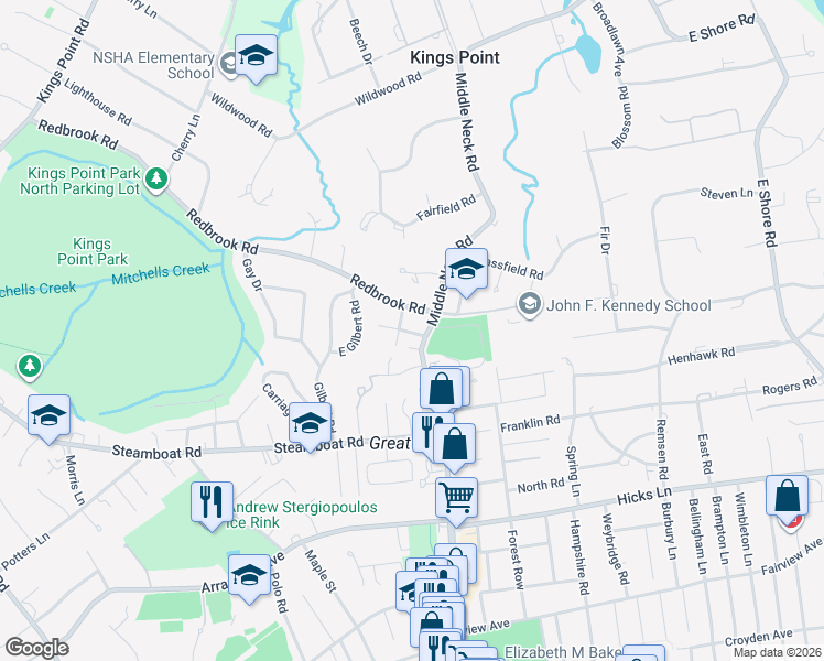 map of restaurants, bars, coffee shops, grocery stores, and more near 5 Lee Court in Great Neck