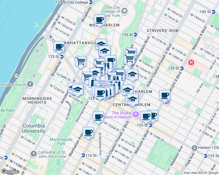 map of restaurants, bars, coffee shops, grocery stores, and more near in New York