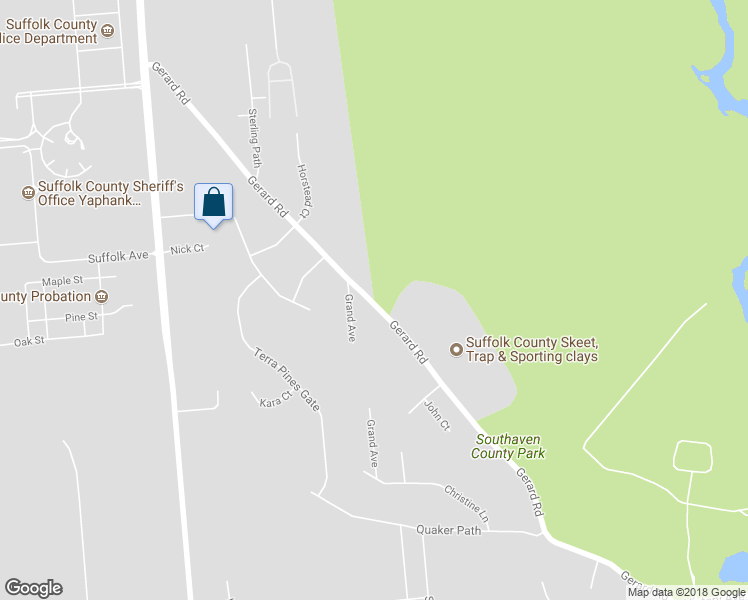 map of restaurants, bars, coffee shops, grocery stores, and more near 131 Gerard Road in Yaphank