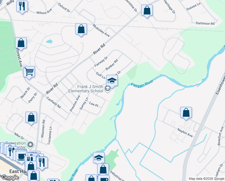 map of restaurants, bars, coffee shops, grocery stores, and more near 27 Green Drive in East Hanover