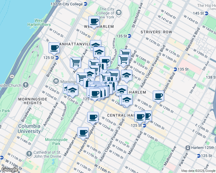 map of restaurants, bars, coffee shops, grocery stores, and more near in New York